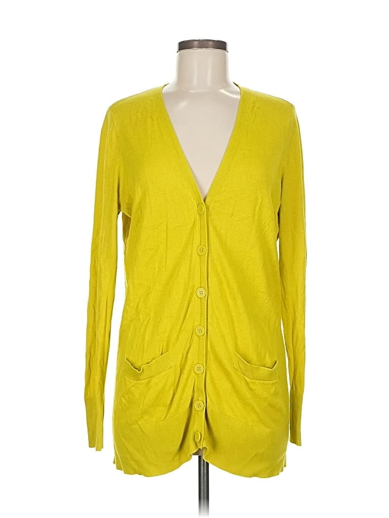 Pre-owned Halogen Cardigan Sweater In Yellow
