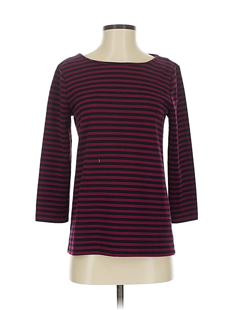 Pre-owned Ann Taylor Factory 3/4 Sleeve Top Burgundy Boatneck Tops