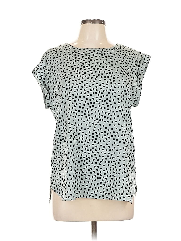 Pre-owned Ann Taylor Factory Short Sleeve Blouse In Silver