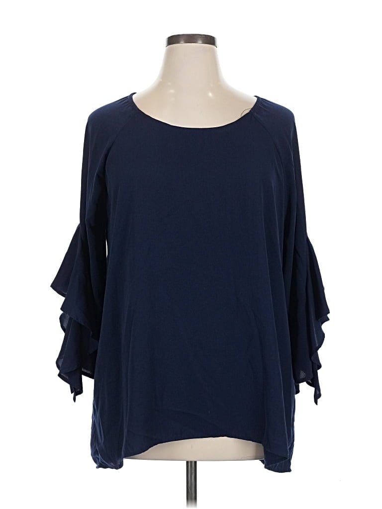 Pre-owned Gibson Latimer 3/4 Sleeve Top Blue Boatneck Tops