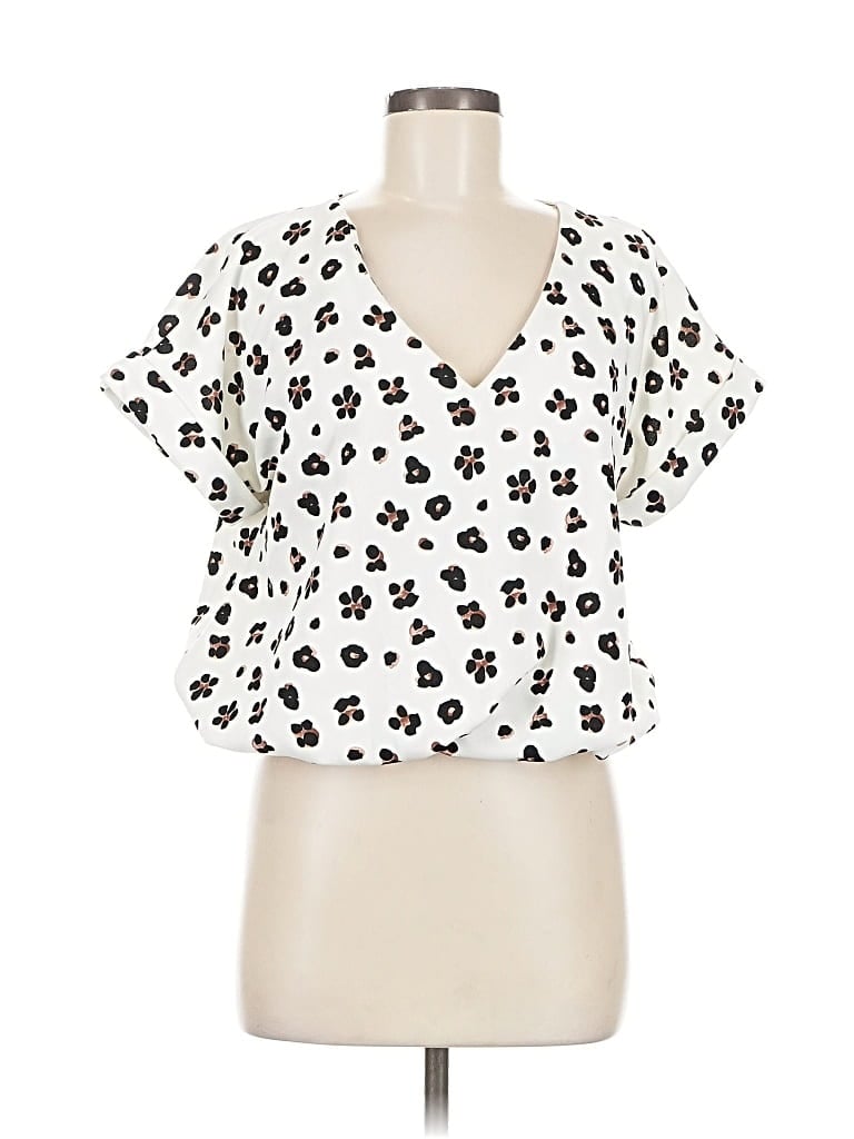 Pre-owned Melloday Short Sleeve Blouse In White