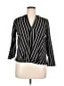NY Collection Stripes Black 3/4 Sleeve Blouse Size M - photo 1