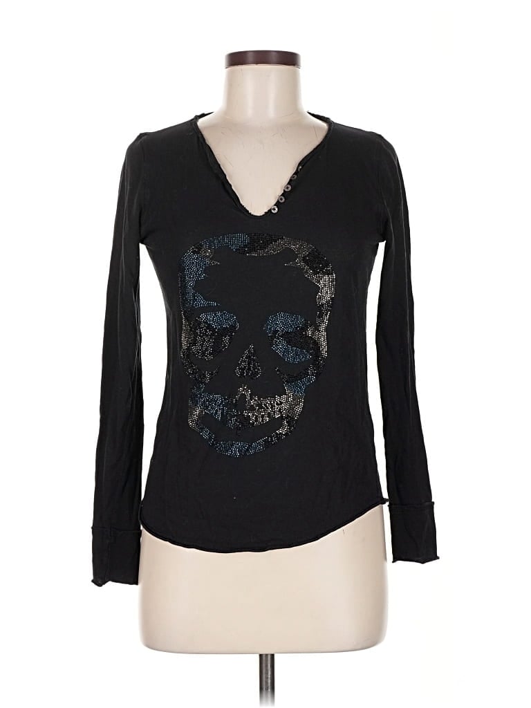 Pre-owned Zadig & Voltaire Long Sleeve Top Black V Neck Tops