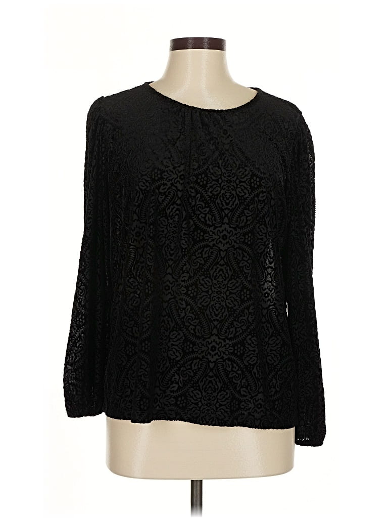 Pre-owned Ann Taylor Loft Long Sleeve Blouse In Black