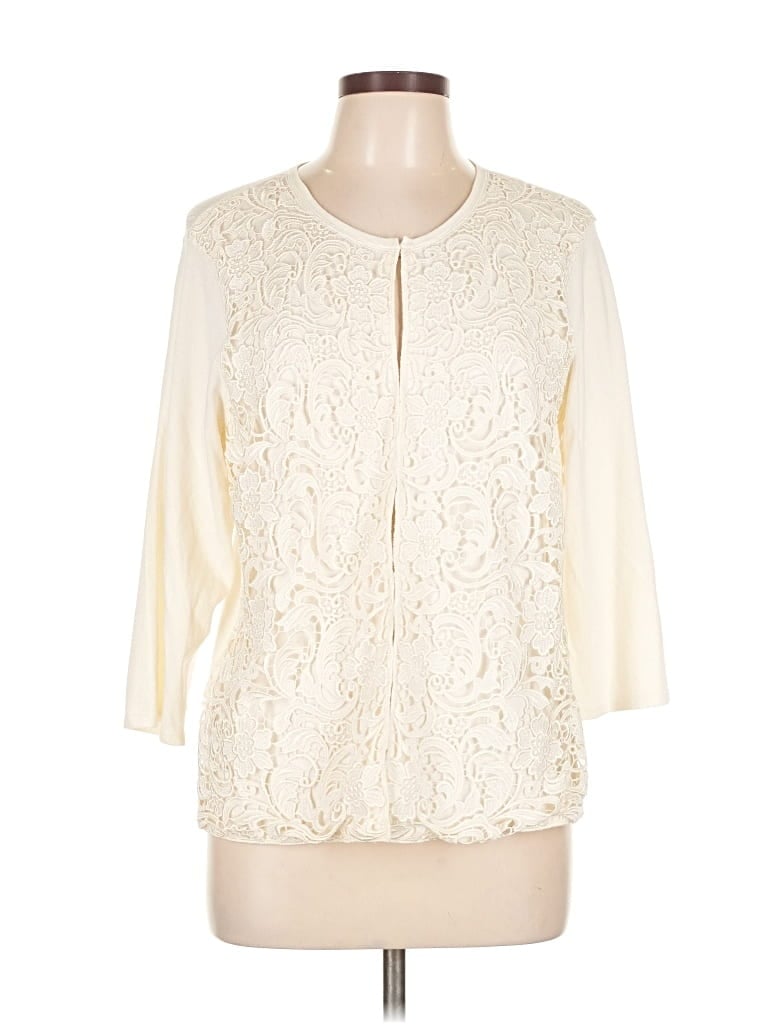 Pre-owned Chico's Cardigan Sweater In White