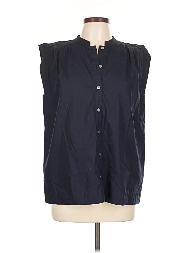 Pre-owned Banana Republic Factory Store Sleeveless Button Down Shirt In Black