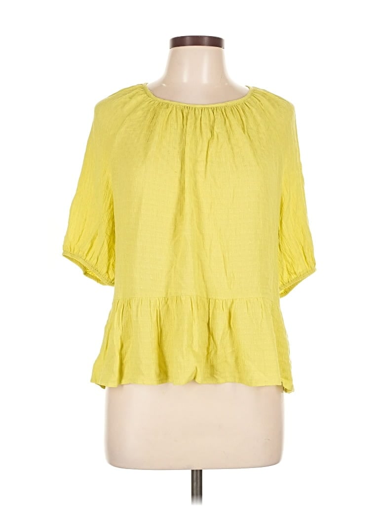 Pre-owned Good Luck Gem Short Sleeve Blouse In Yellow