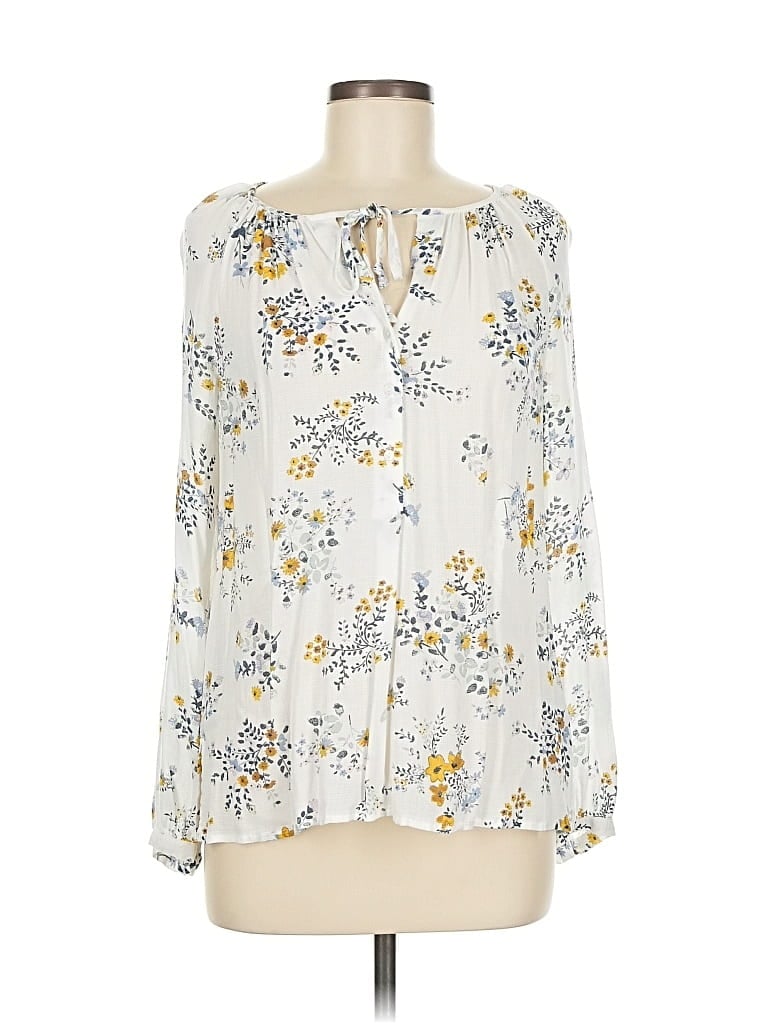 Pre-owned Lucky Brand Long Sleeve Blouse In White