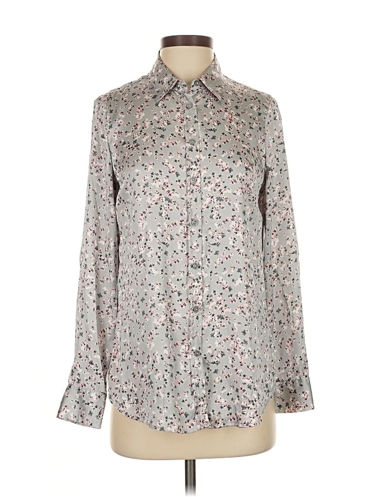 Pre-owned Banana Republic Long Sleeve Blouse In Gray