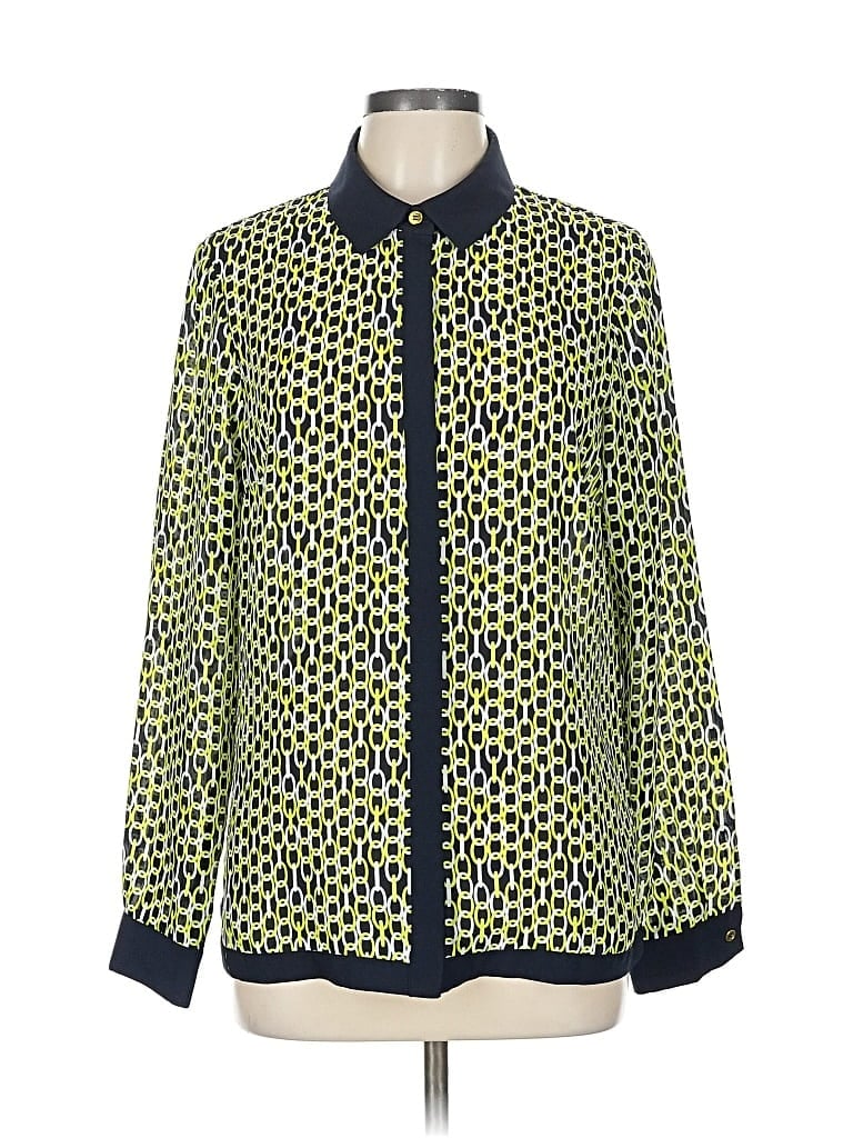 Pre-owned Jones New York Collection Long Sleeve Blouse In Yellow