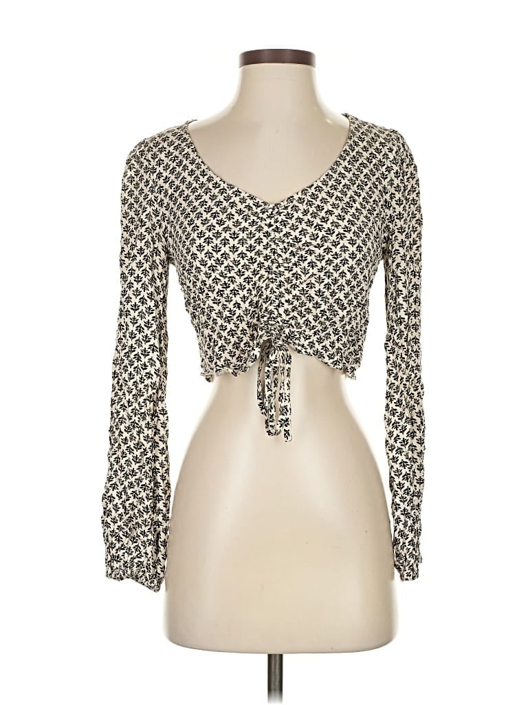 Pre-owned Lulus Long Sleeve Top Gray Sweetheart Neckline Tops