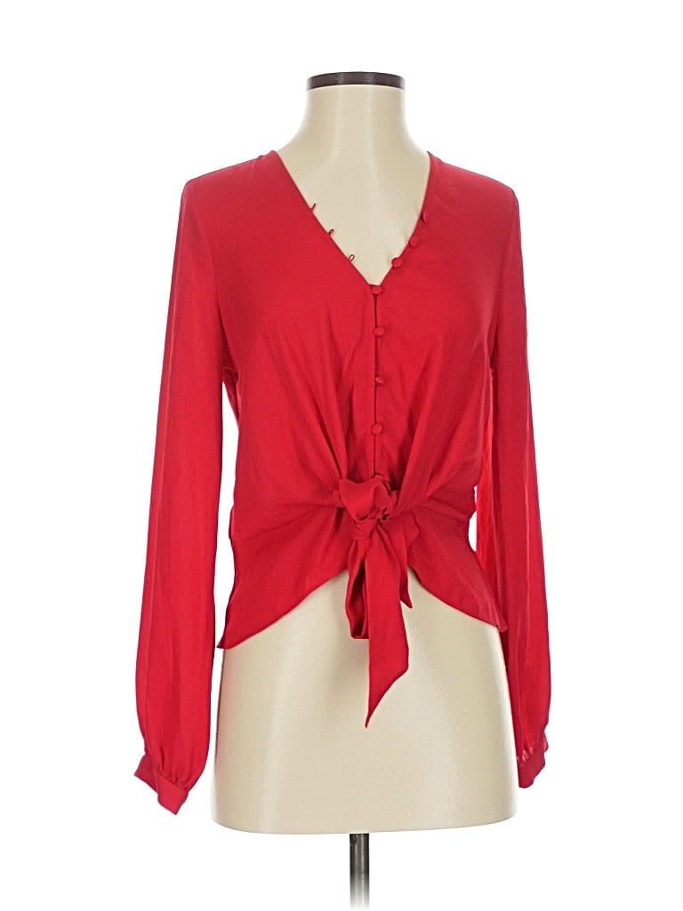 Pre-owned Express Long Sleeve Blouse In Red