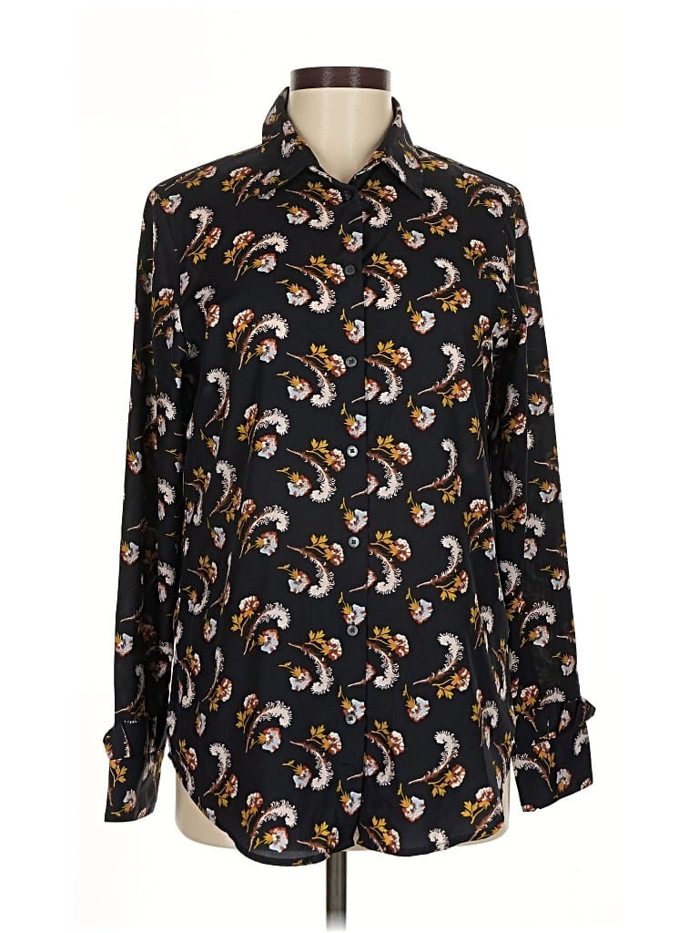 Pre-owned Banana Republic Long Sleeve Blouse In Black