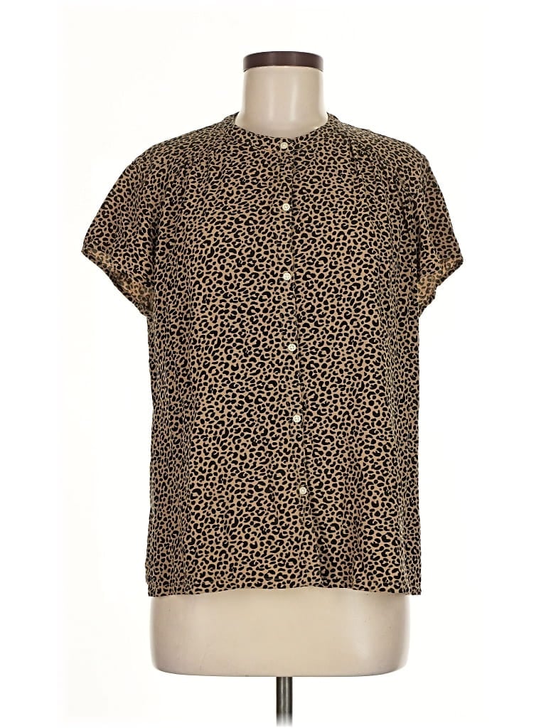 Pre-owned Old Navy Short Sleeve Blouse In Brown