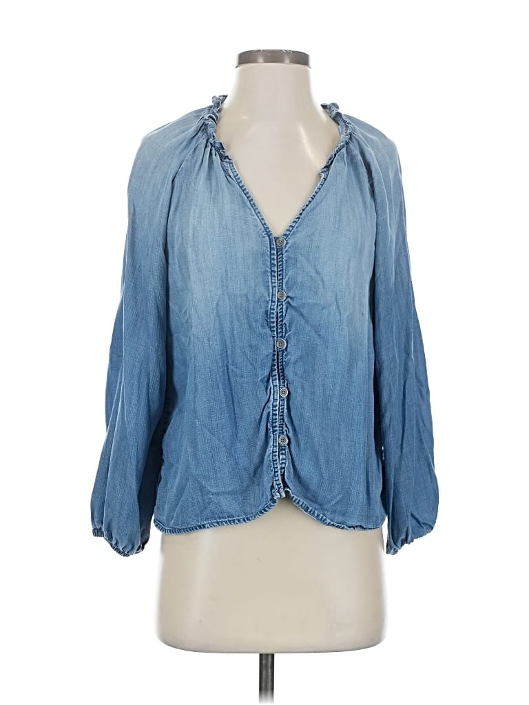Pre-owned Cloth & Stone X Anthropologie 3/4 Sleeve Blouse In Blue