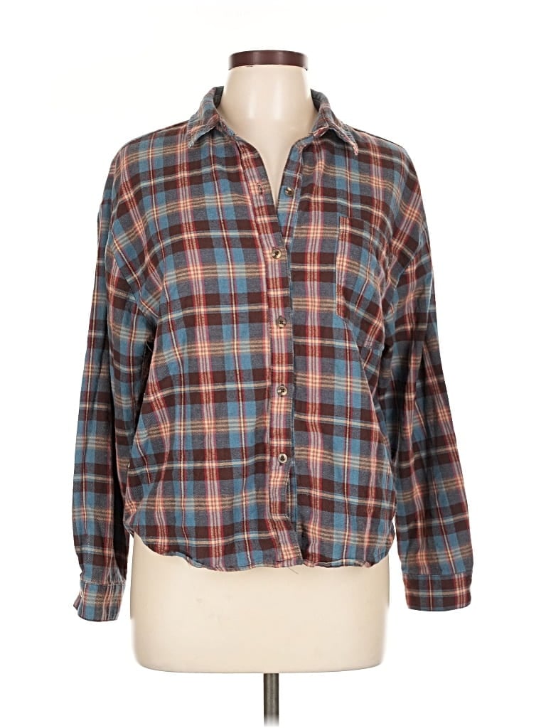 Pre-owned Wild Fable Long Sleeve Button Down Shirt In Brown