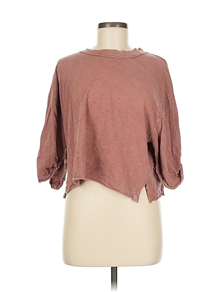 Pre-owned We The Free 3/4 Sleeve T-shirt In Brown
