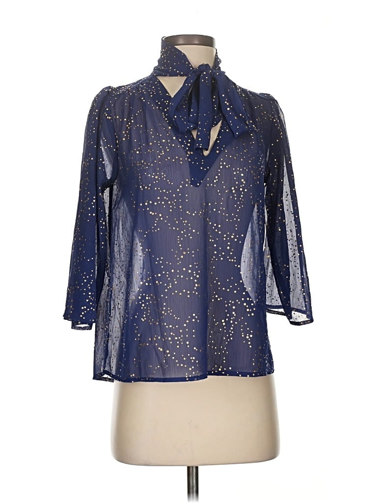 Pre-owned Hutch 3/4 Sleeve Blouse In Blue
