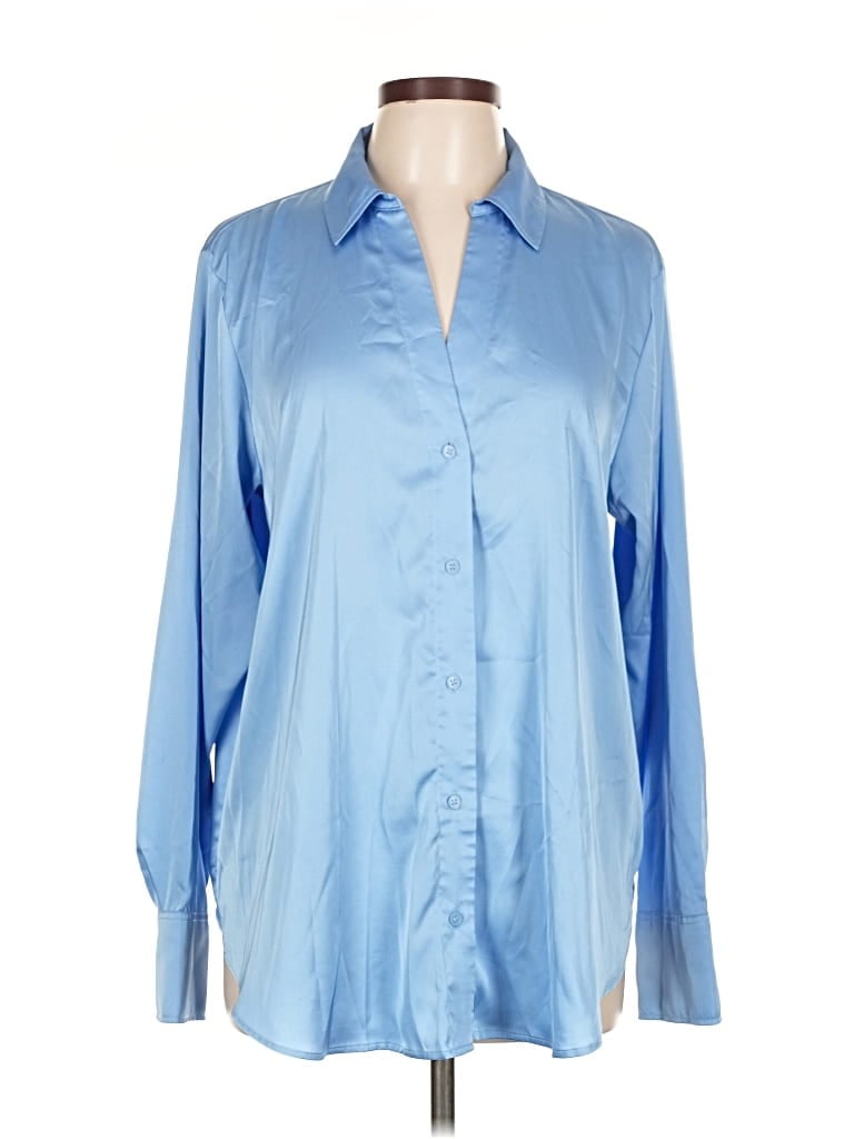 Pre-owned H&m Long Sleeve Blouse In Blue