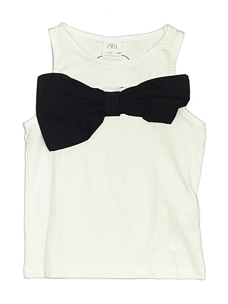 Pre-owned Zara Kids' Sleeveless Top Ivory Sweetheart Neckline Tops In White