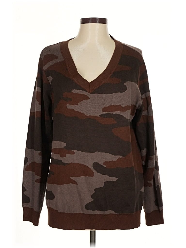 Pre-owned Belle By Kim Gravel Pullover Sweater In Brown