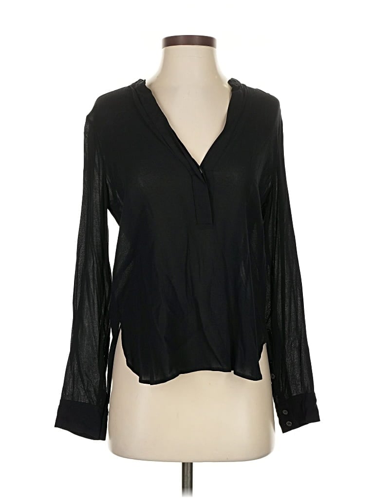 Pre-owned Vince Long Sleeve Blouse In Black