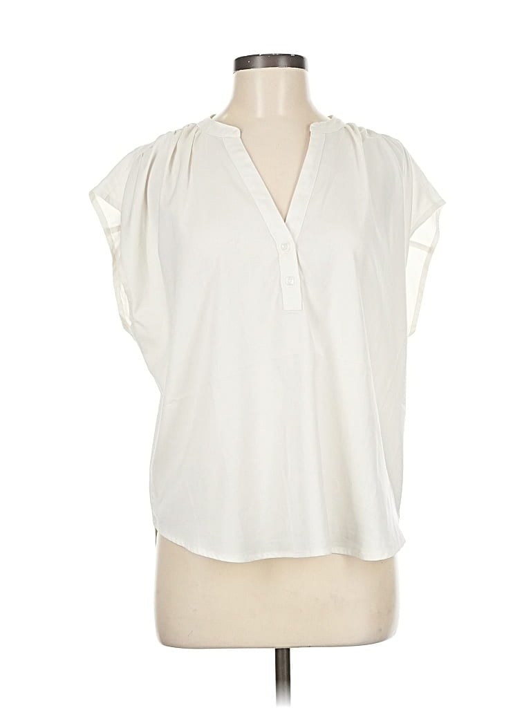 Pre-owned Banana Republic Factory Store Short Sleeve Blouse In White