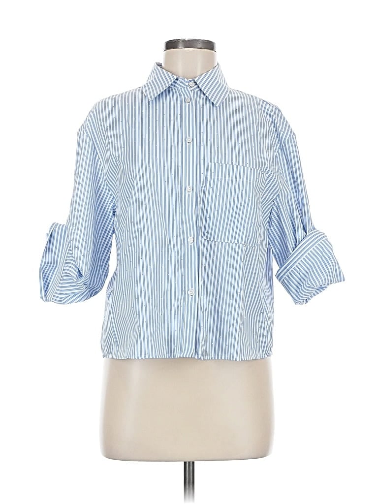 Pre-owned Mng 3/4 Sleeve Blouse In Blue