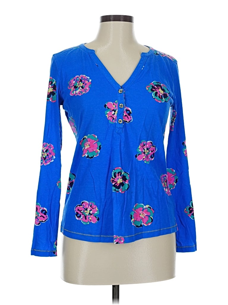 Pre-owned Lilly Pulitzer Long Sleeve Blouse In Blue