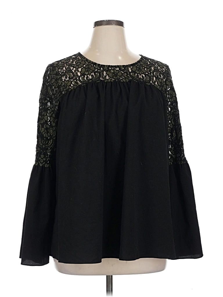 Pre-owned Lane Bryant Long Sleeve Blouse In Black