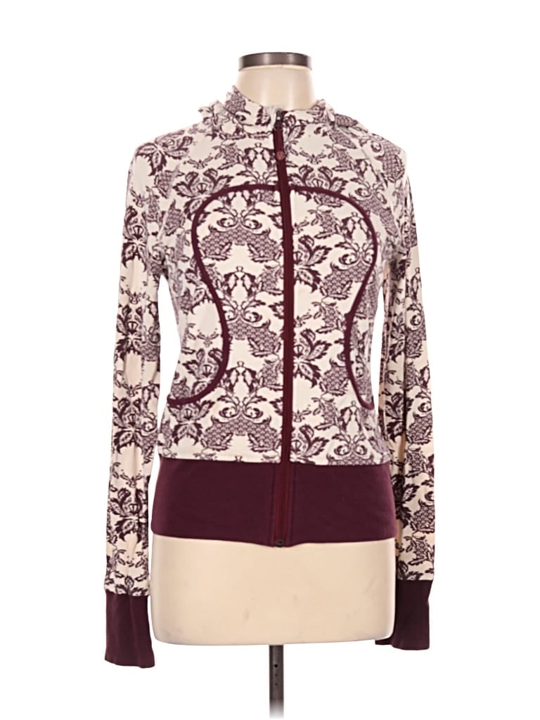 Pre-owned Lululemon Athletica Cardigan Sweater In Burgundy