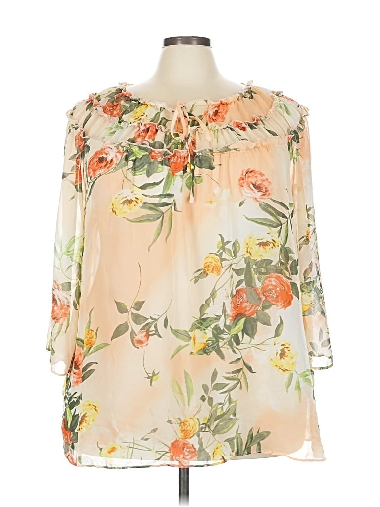 Pre-owned C Established 1946 3/4 Sleeve Blouse In Orange