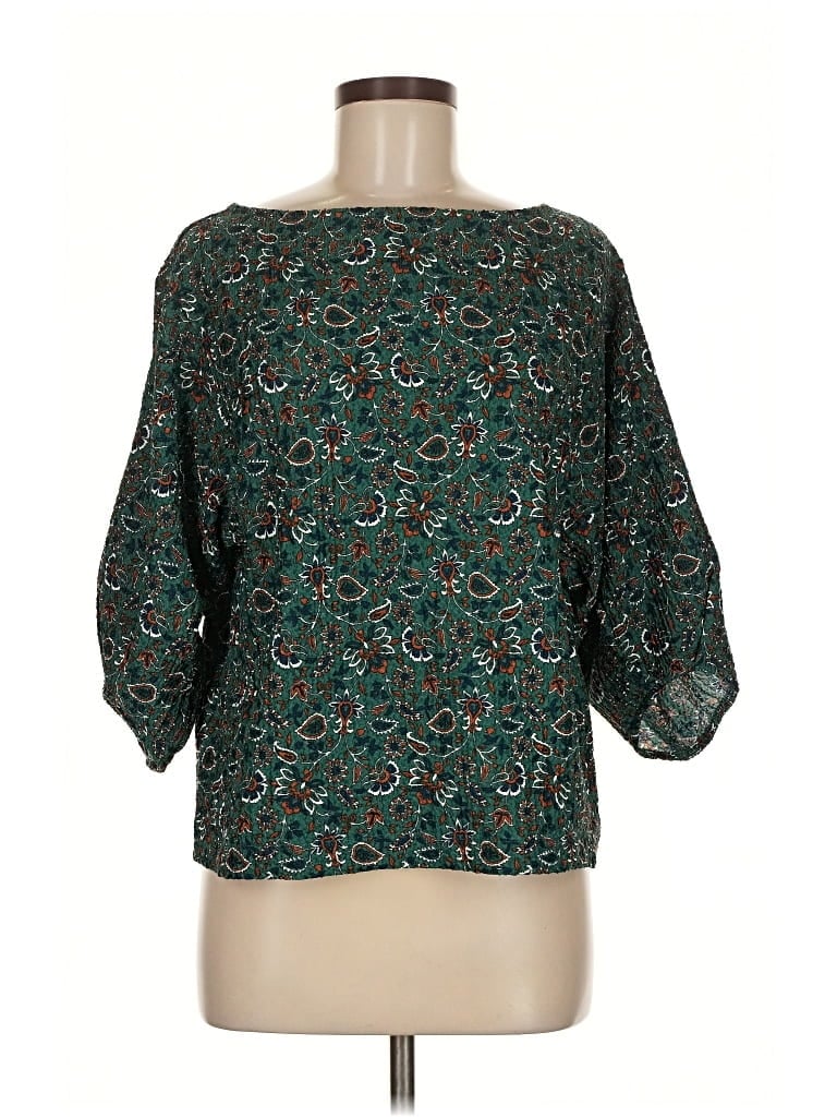 Pre-owned Ann Taylor Loft 3/4 Sleeve Blouse In Green