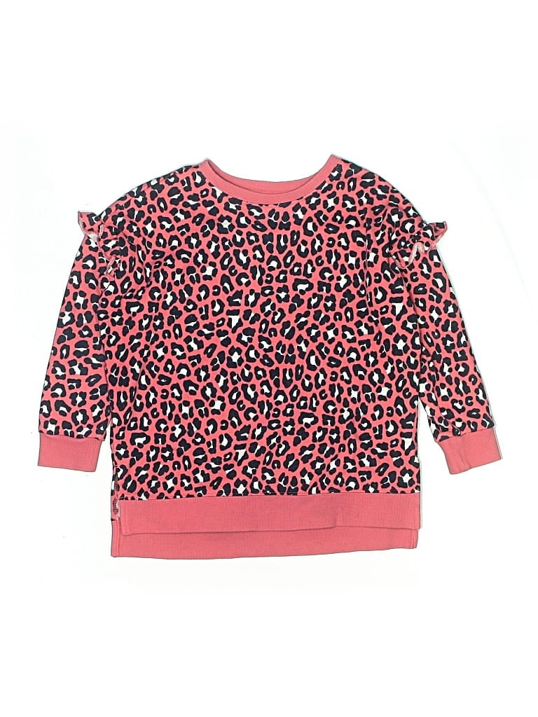 Pre-owned Crown & Ivy Kids' Long Sleeve Top Pink Ruffles Neckline Tops