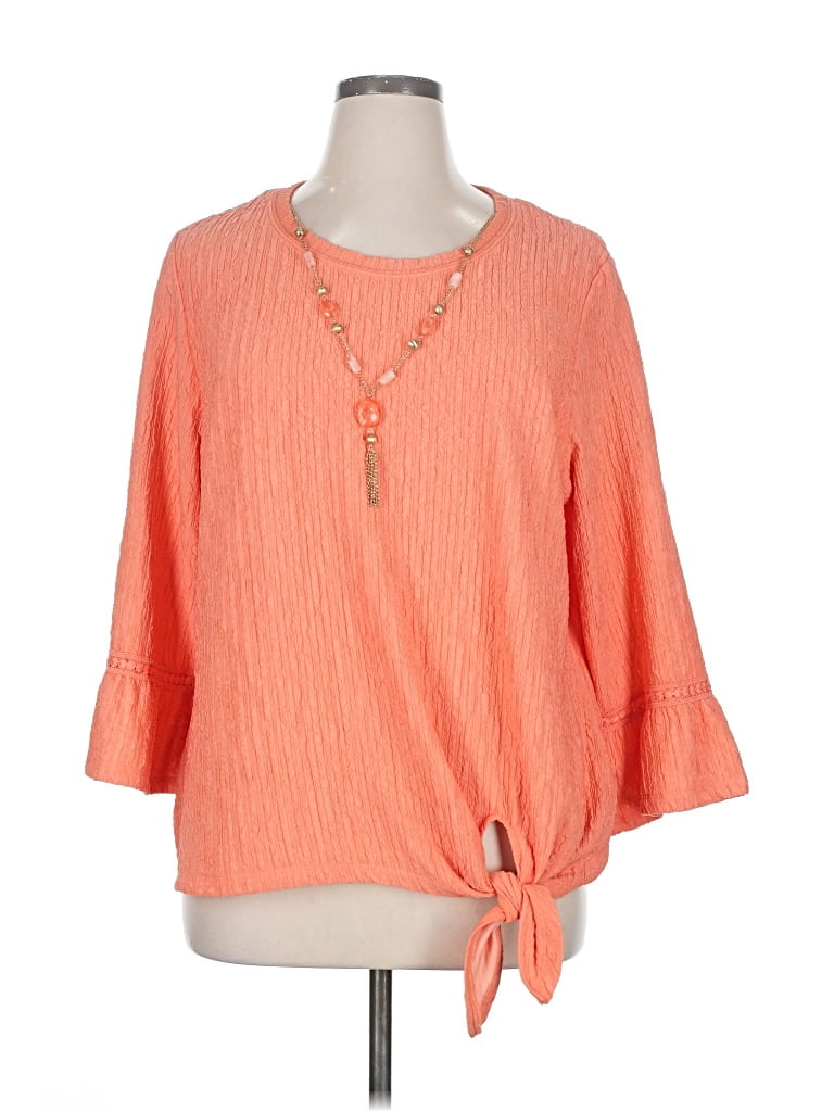 Pre-owned Alfred Dunner 3/4 Sleeve T-shirt In Orange