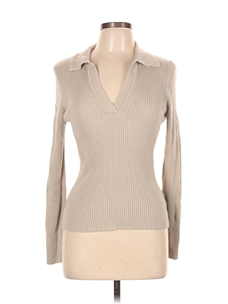 Pre-owned Marled By Reunited Long Sleeve Top Tan Turtleneck Tops In Brown
