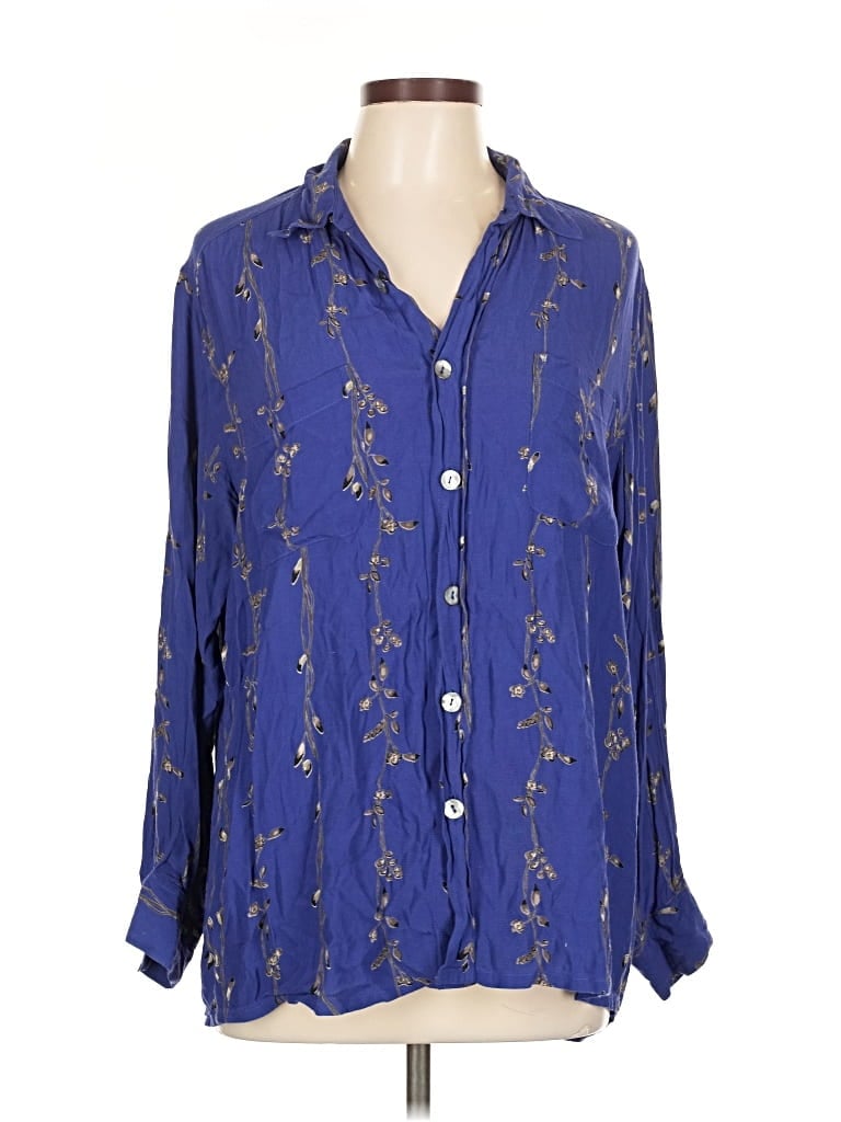 Pre-owned Chico's Design Long Sleeve Blouse In Blue