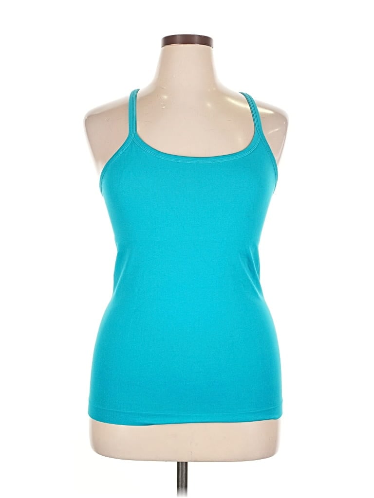 Pre-owned Pro-fit Sleeveless Top Teal Halter Neckline Tops In Blue