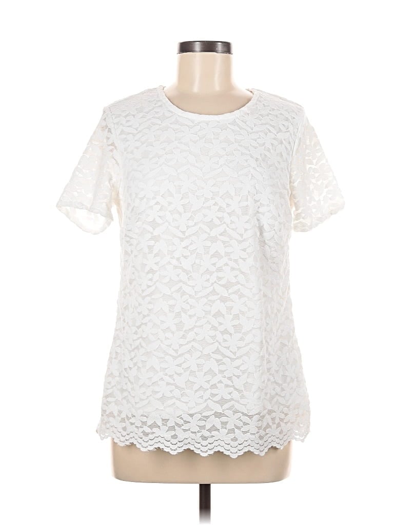 Assorted Brands Short Sleeve Top White Mock Neckline Tops