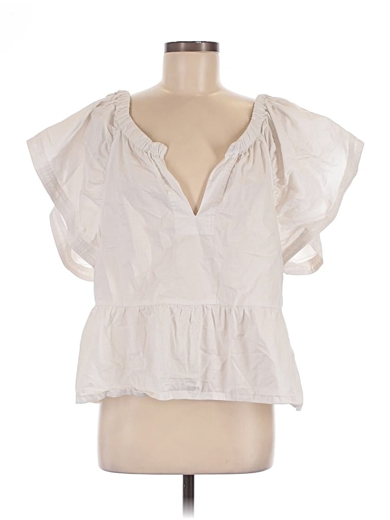 Pre-owned Joe's Jeans Short Sleeve Blouse In White