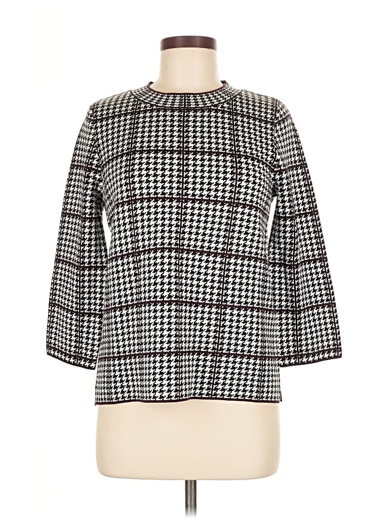 Pre-owned Calvin Klein 3/4 Sleeve Top Gray Square Neckline Tops