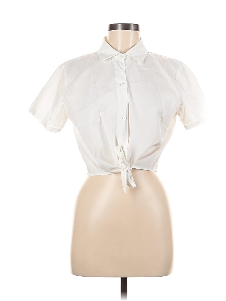 Pre-owned American Apparel Short Sleeve Blouse In White