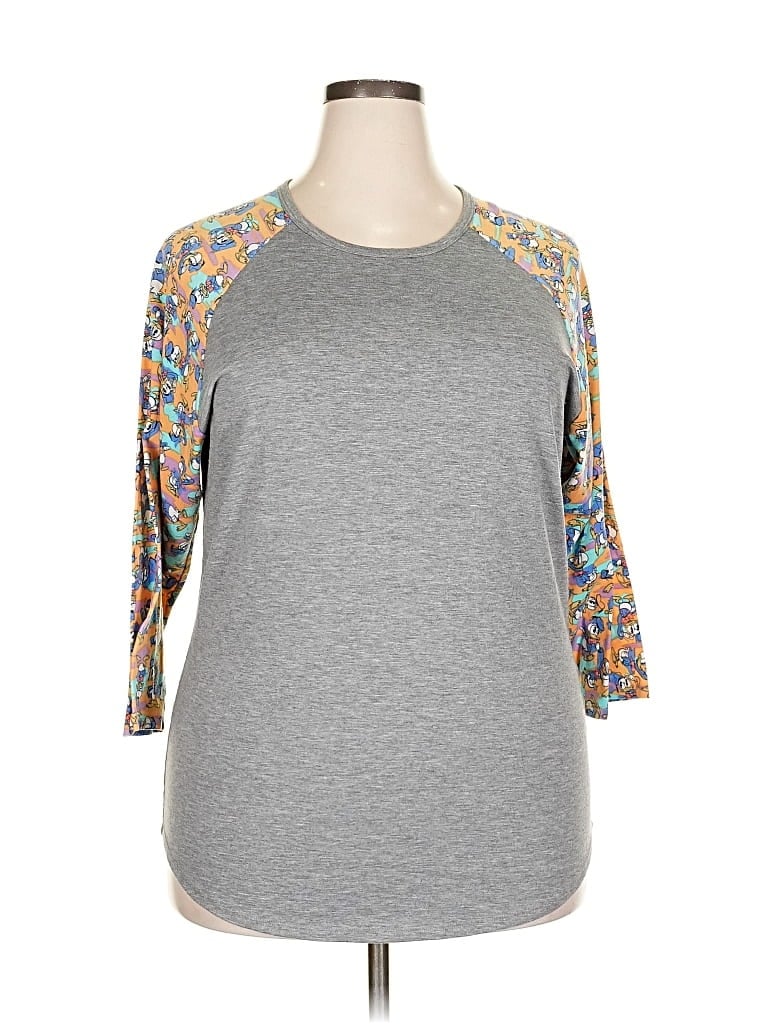 Pre-owned Lularoe 3/4 Sleeve T-shirt In Gray