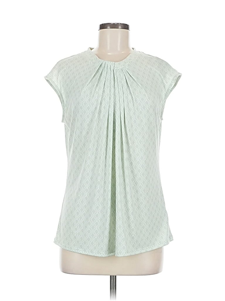 Pre-owned Liz Claiborne Short Sleeve Blouse In Green