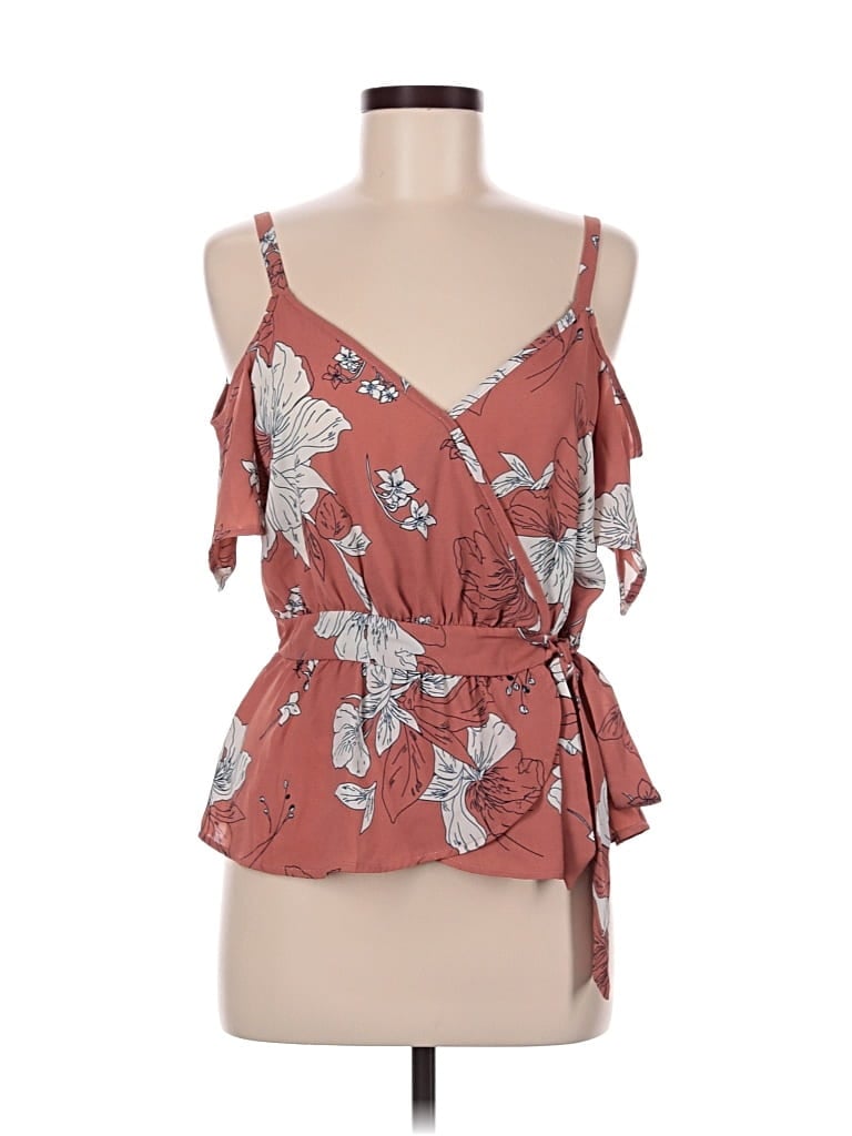 Pre-owned Sienna Sky Tank Top Brown Cold Shoulder Neckline Tops