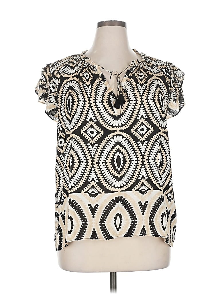 Pre-owned Rose + Olive Short Sleeve Blouse In White