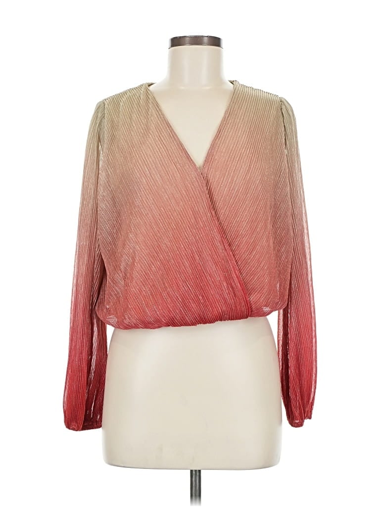 Pre-owned Astr Long Sleeve Blouse In Pink