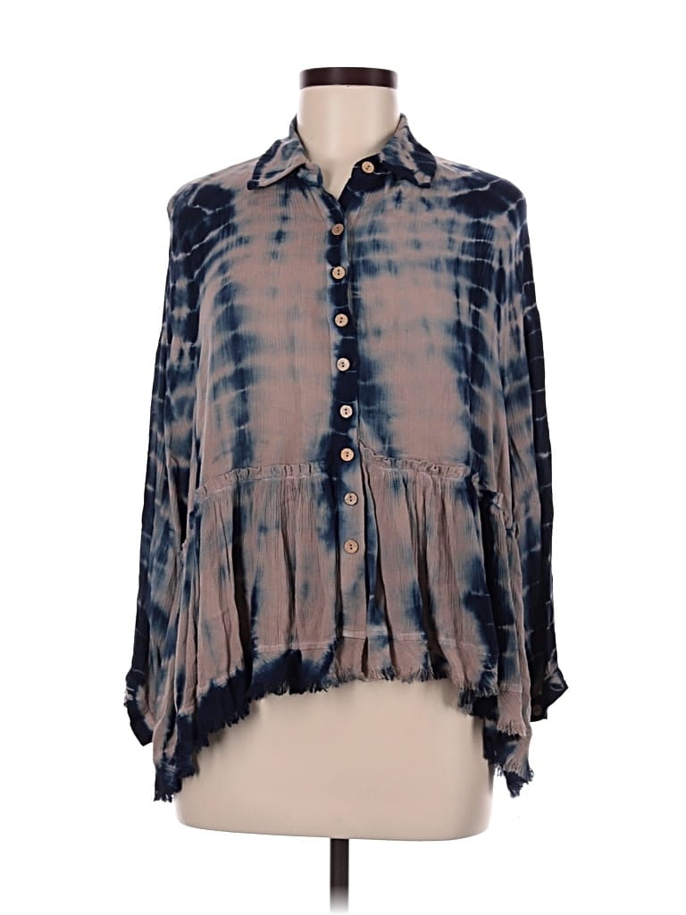 Olivaceous 3/4 Sleeve Blouse In Blue