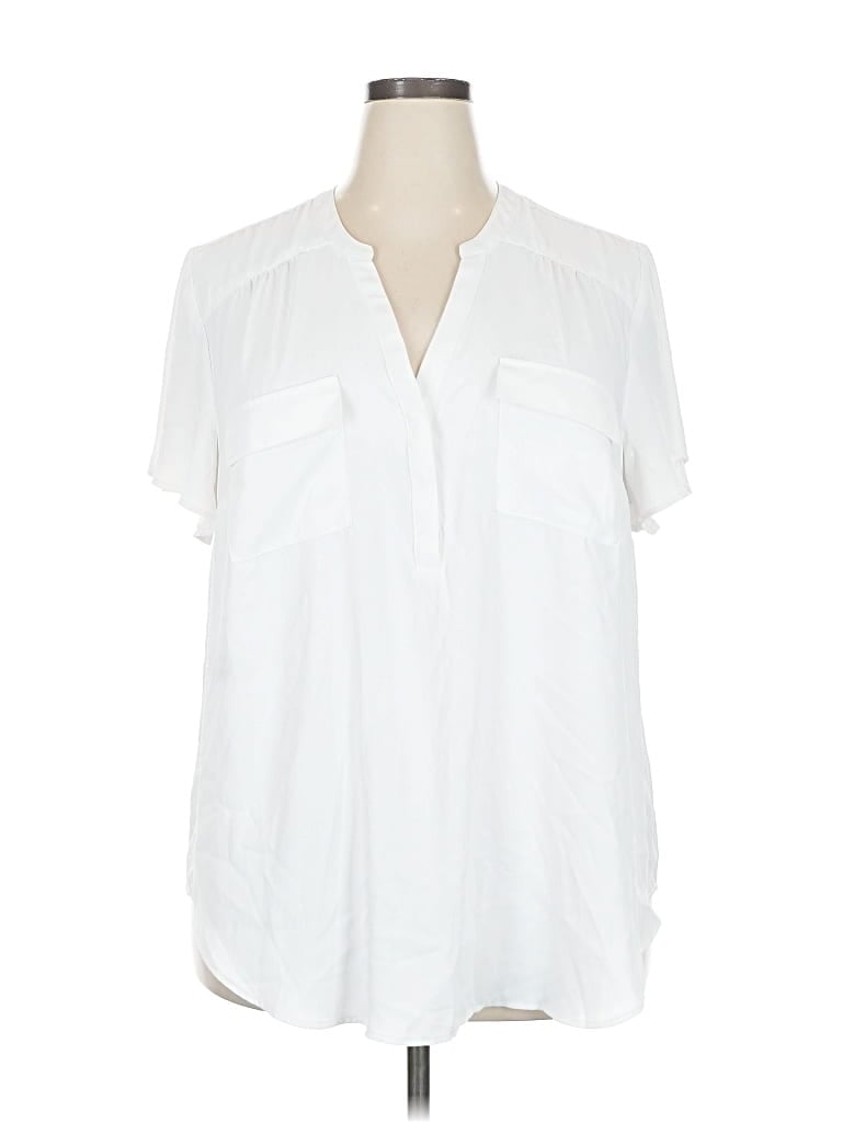 Pre-owned Torrid Short Sleeve Blouse In White