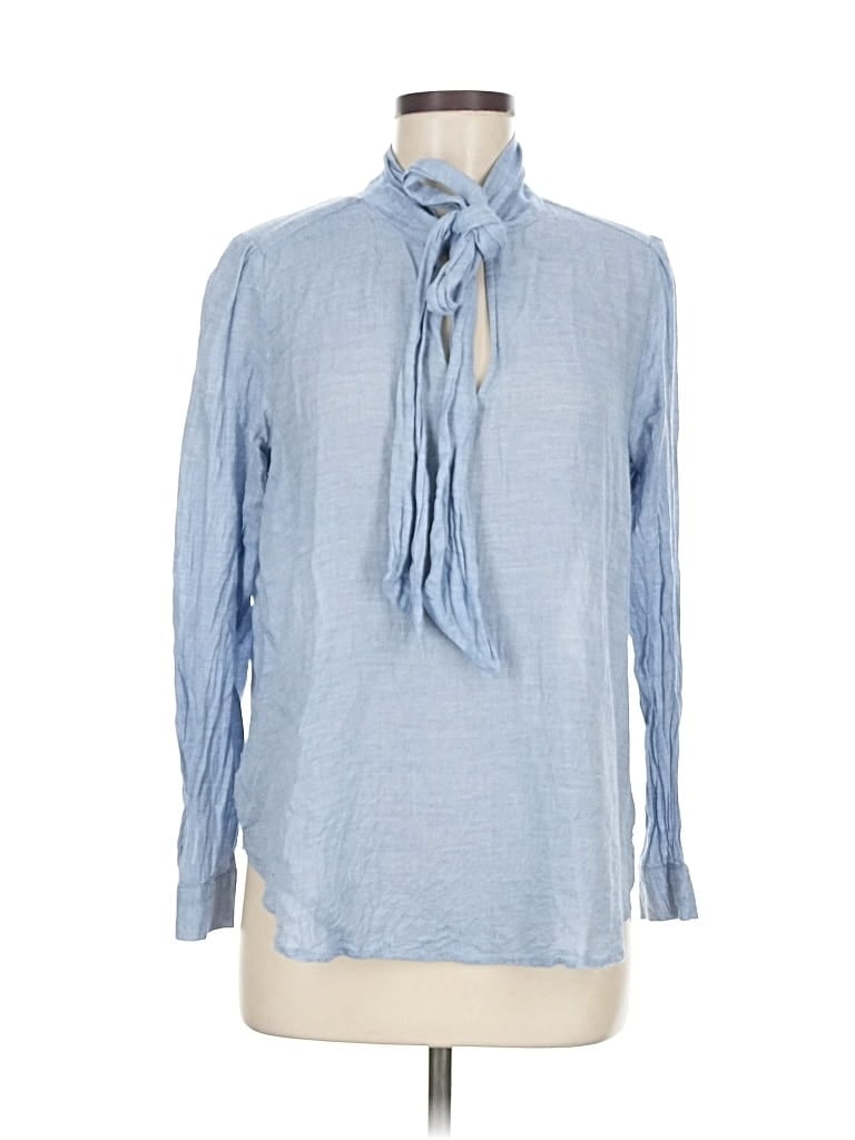 Pre-owned Ann Taylor Loft Long Sleeve Blouse In Blue